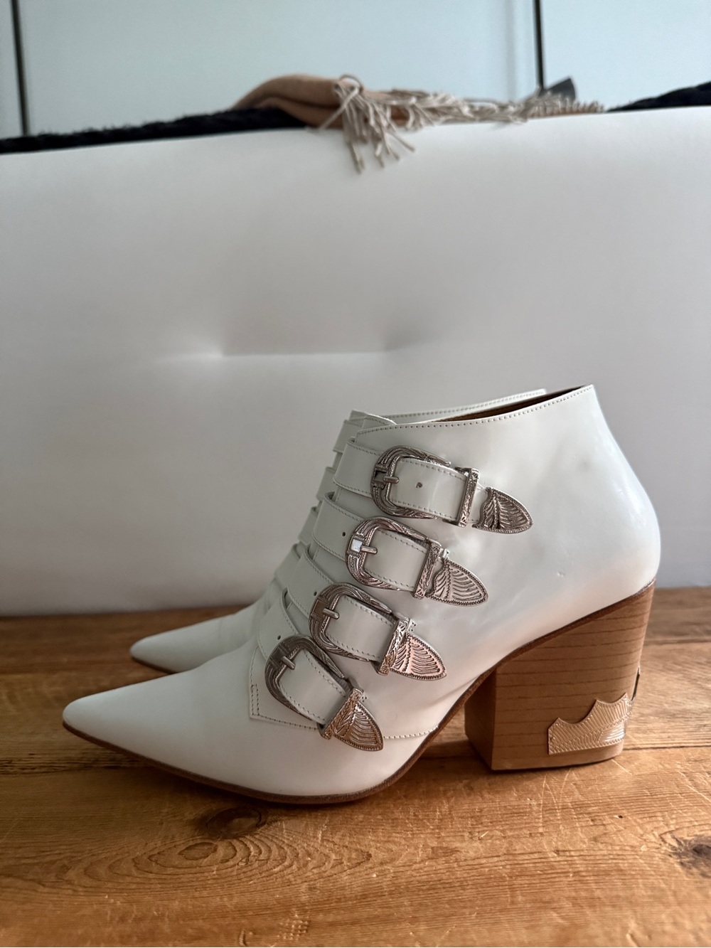 TOGA PULLA White Four Buckle Western Leather Boots EU 40